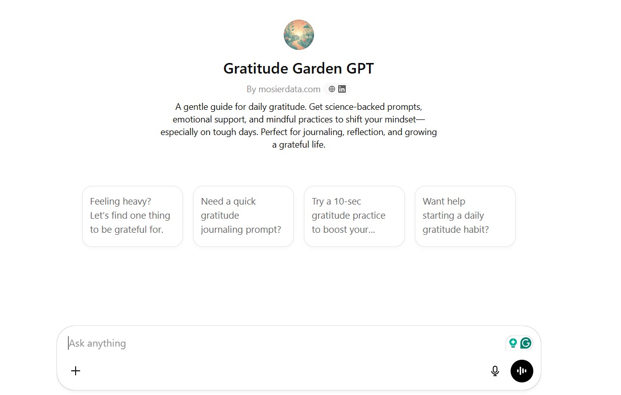 Gratitude garden GPT