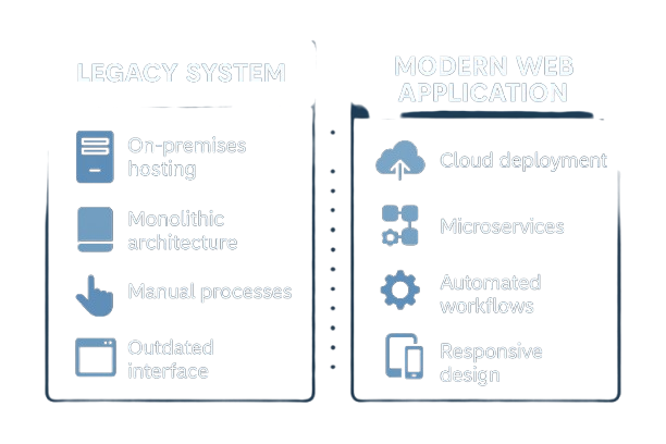 Legacy System vs Modern Web Application