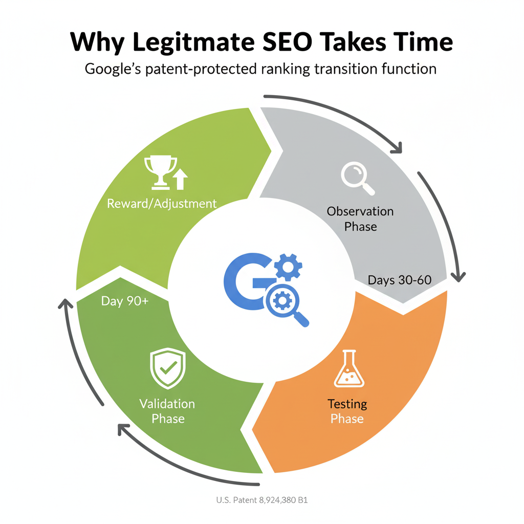 Why Legitimate SEO Takes Time - a graph of the digital marketing timeline